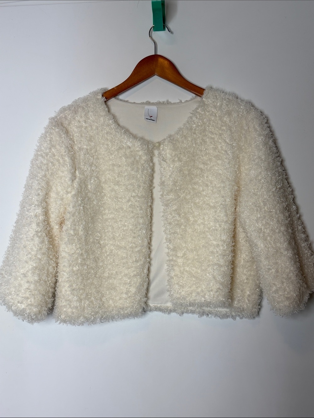 Newport Cream Faux Fur Teddy Cropped Jacket size xl